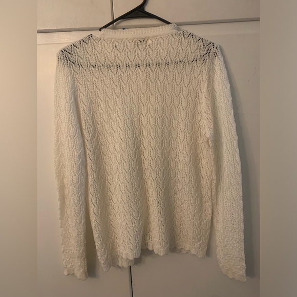 Vintage Knitted‎ Button Down Off White british vogue sweater size medium - Picture 2 of 3